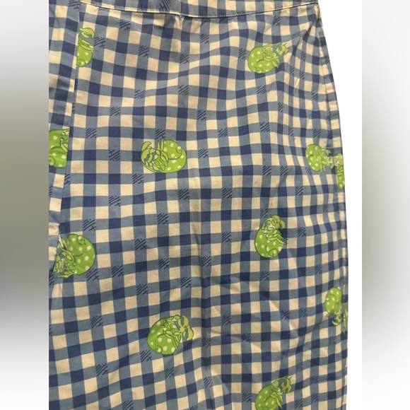 Lilly Pulitzer Blue Cotton Capri Hermit Crab Gingham Check Pants White Lbl 8 - Picture 7 of 12